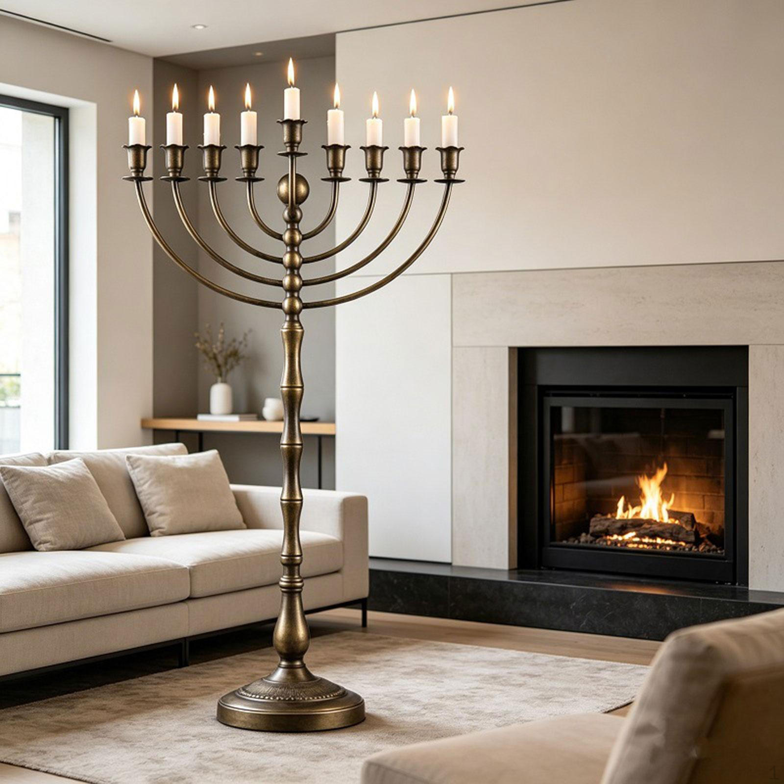 

9 Holder Hanukkah Menorah Table Centerpiece Sturdy Home Parties Dining Room Anniversary Candelabra