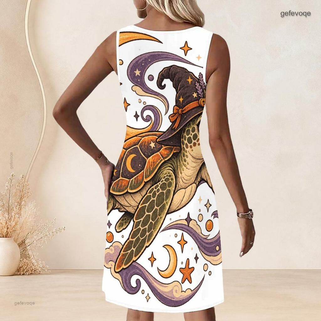 Plus Size Women Round Neck Sleeveless Tank Midi Dress Summer Casual Soft Outfit