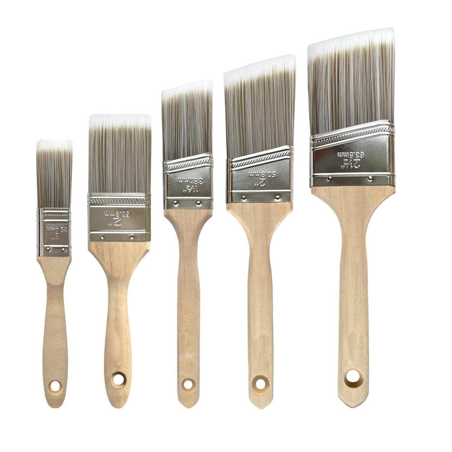

Paint Brushes Set, Sash Brushes, Soft Tapered Filament, Wood Stain Brushes for Walls, Cabinets and Fences Pack of 5 сірий колір