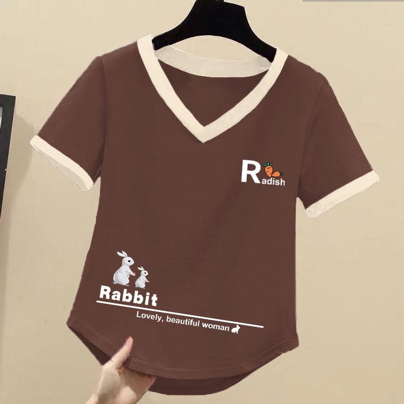 Women's Korean Style Color Block Cotton T-shirt – Loose Fit, Short Sleeve, Versatile Summer Top