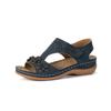 Plus-size Summer Retro Casual Shoes Flower-shaped Wedge Heels Women's Beach Sandals