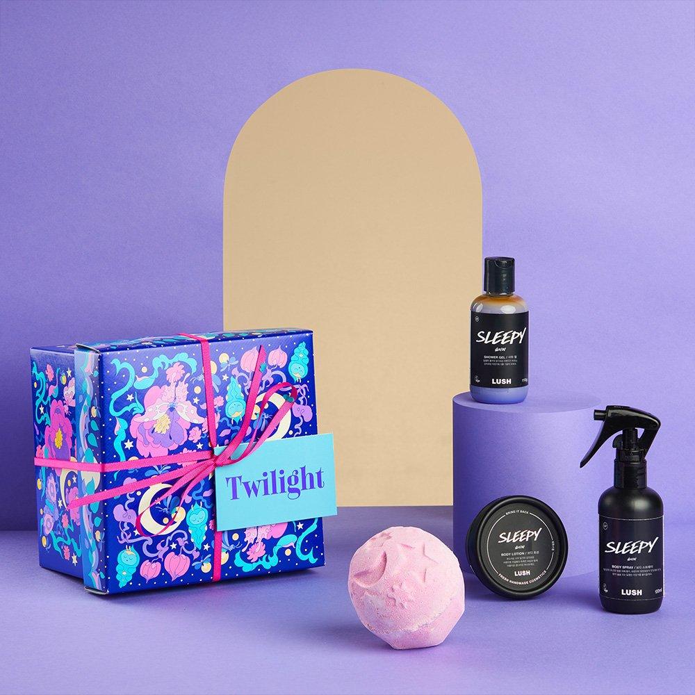 [LUSH] Twilight - Gift (Body Lotion 50g, Sleepy Body Spray 100ml, Twilight Bath Bomb 200g, Sleepy Shower Gel 110g)