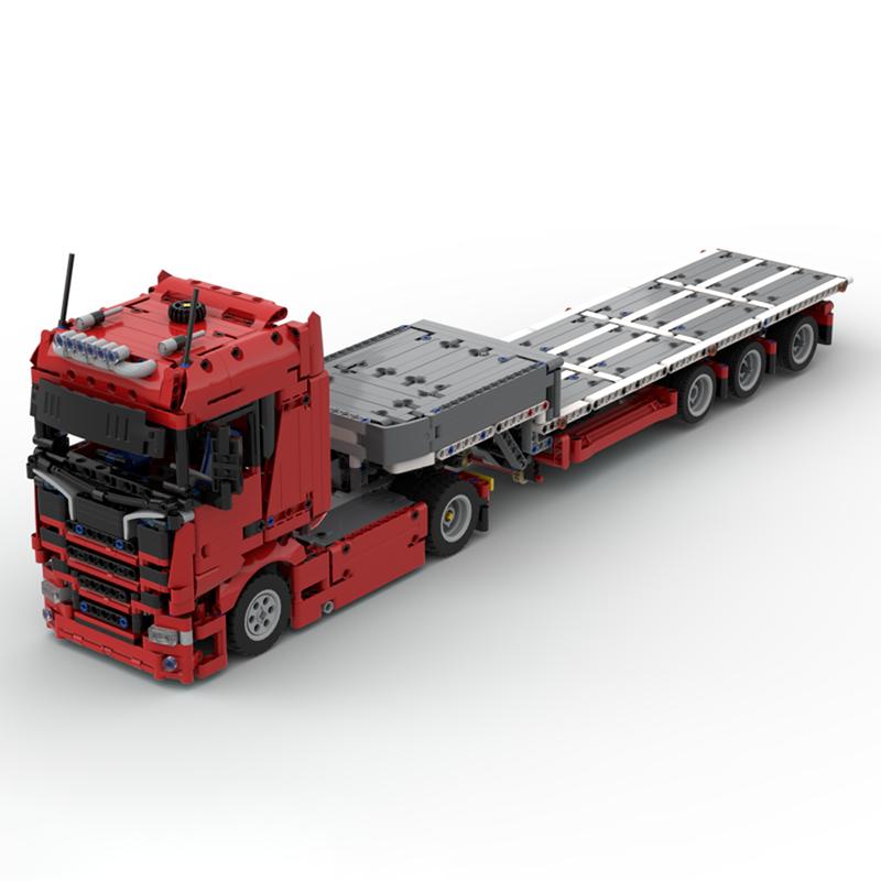 1620PCS MOC Technology Heavy Truck Steering Trailer Model DIY Creative Assembly Building Blocks Display Birthday Gift Home Set