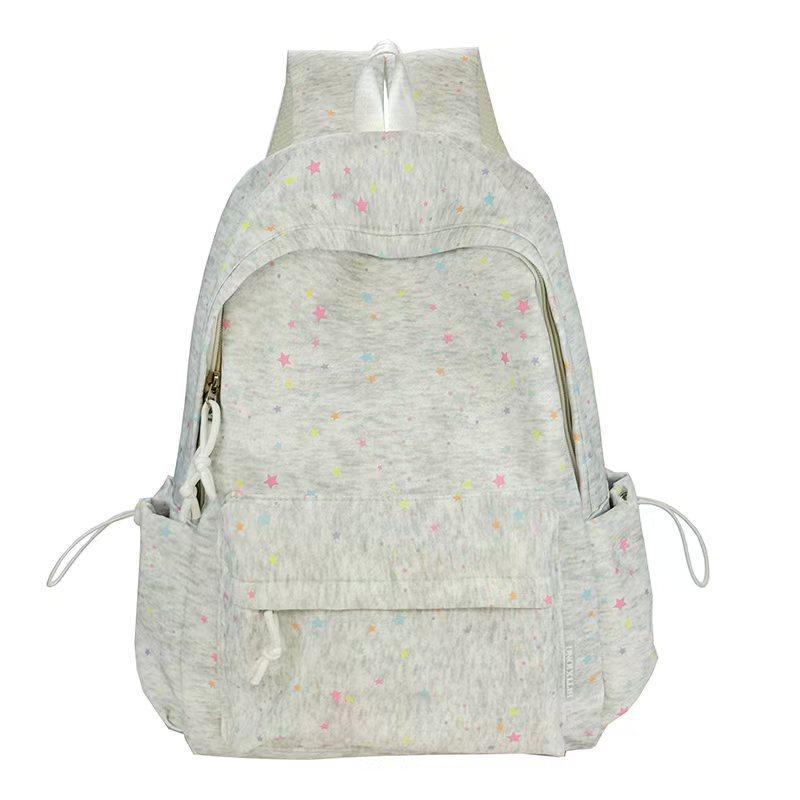 Schoolbag Korean Version Ins Cartoon Star Backpack Bag Female Simple Solid Color Large Capacity Student Schoolbag Casual Versatile Backpack