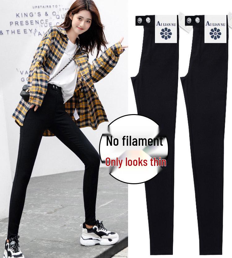 Hohe Taillen Dicke Schwarze Plus Size Leggings für Damen - Schlankmachende Skinny Hosen für Herbst/Winter