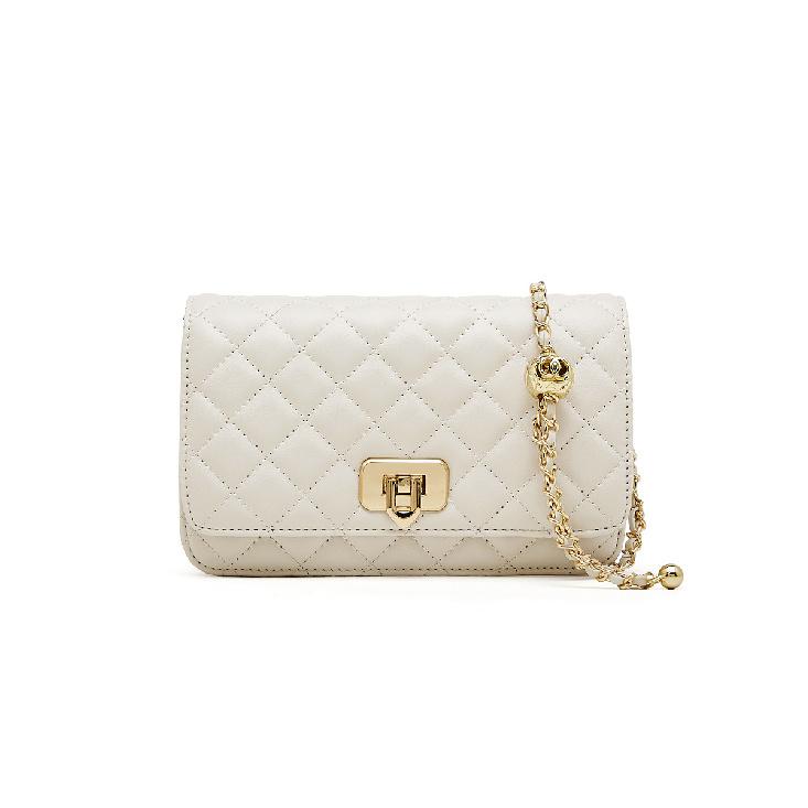Genuine Leather Versatile Small Square Bag for Women 2025 Autumn Winter New Ins Commuting High-end Style Quilted Crossbody Chain Bag