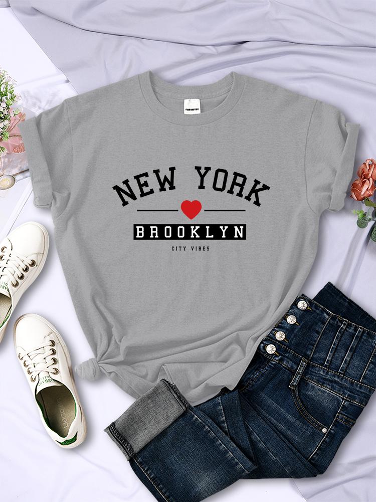 New York Brooklyn City Vibes Letter Print T Shirt Women Breathable Casual Tshirt Street Hip Hop Crop Top Summer Fashion Clothes