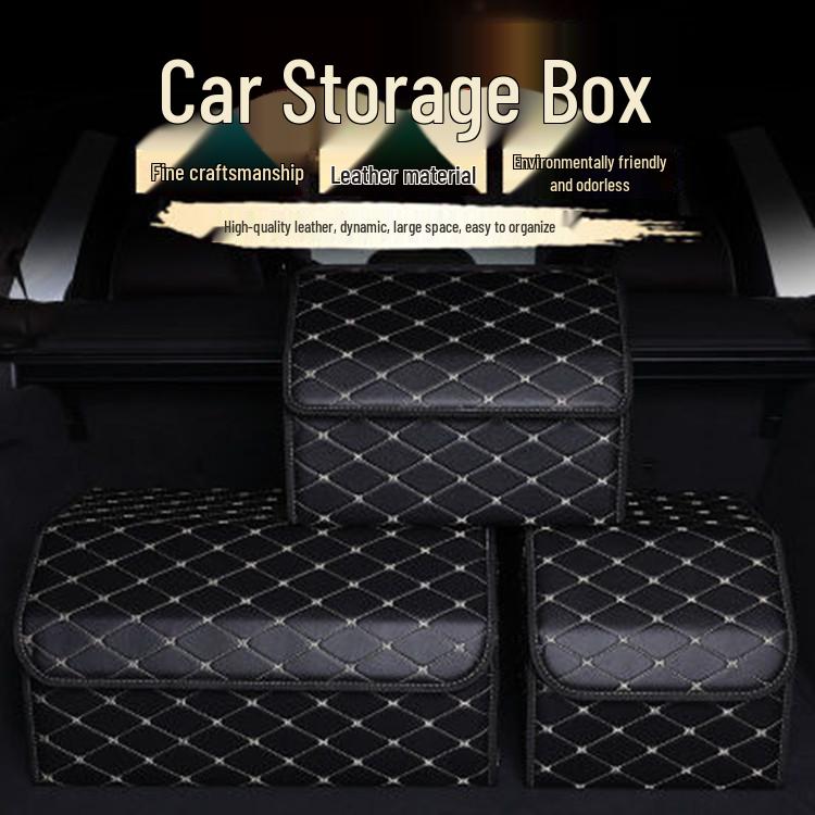 Składany organizer i pudełko do bagażnika samochodowego ze skóry