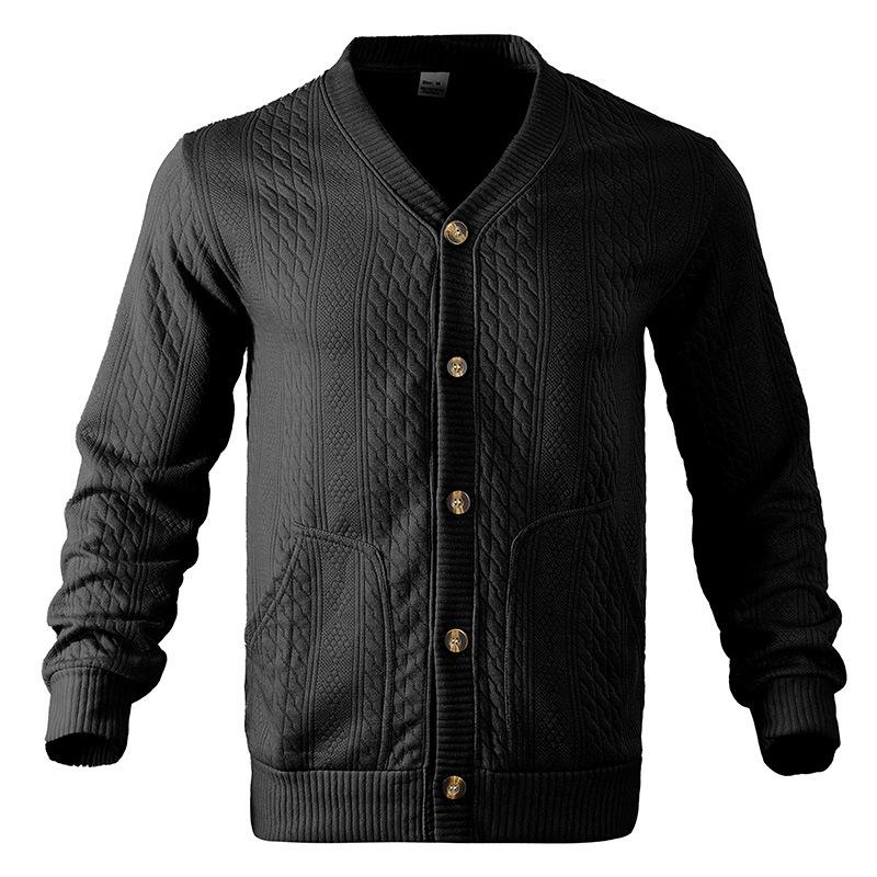 

Men s Grey Knit Button Down Cardigan, Casual Long Sleeve V Neck Top with Pockets for Daily Wear S чорний