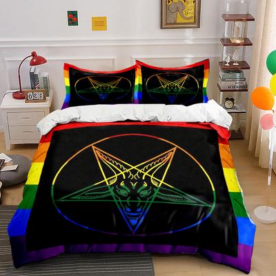 Rainbow Pentagram Art Set Decor Soft Comfortable Duvet Cover Bedding Set Included 1*Duvet Cover & 2*Pillowcases, Gift
