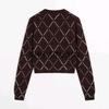 Spring New Women's Clothing Commute Style Single-Breasted Wool Blended Diamond Pattern Knitting Cardigan 5661643