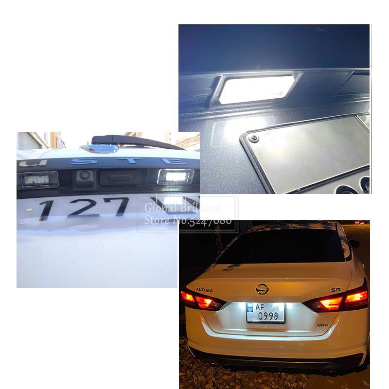 2x 18 LED White Car Number License Plate Lights Lamps Error Free For Nissan Serena C27 2016- Nissan Altima 2019- Car Accessories