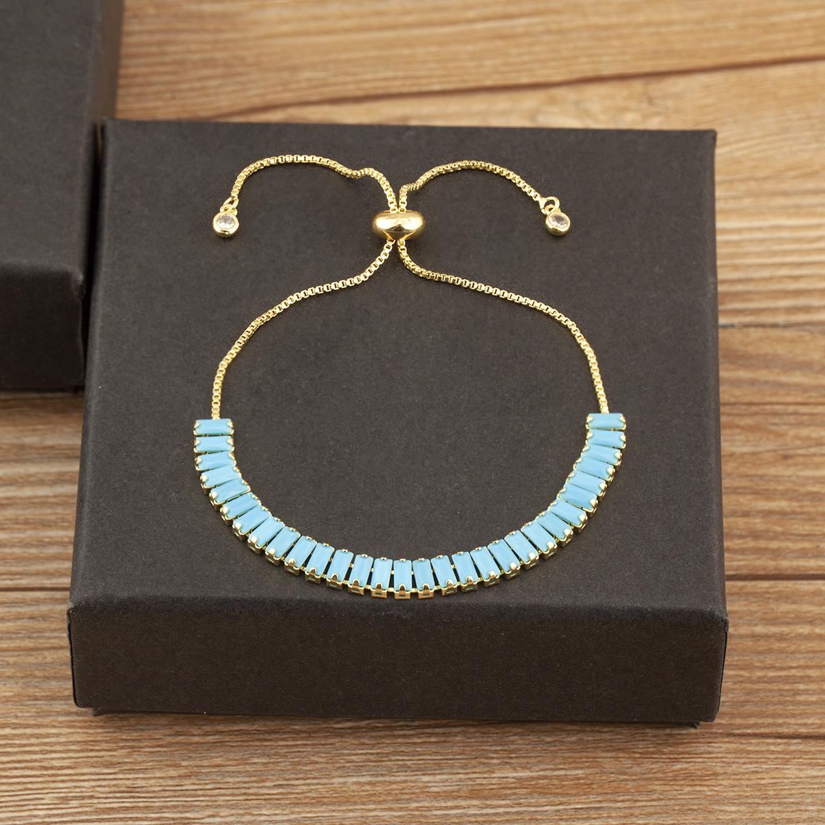

Nidin New Fashion Multicolor Crystal Zircon Chain Bracelets For Women Female Elegant Aesthetic Adjustable Jewelry Gift Wholesale