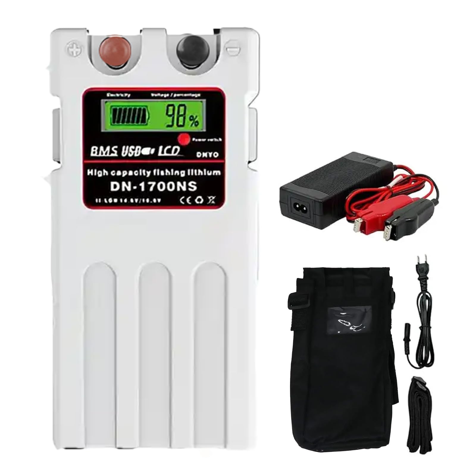 

Электрическое зарядное устройство для катушки и чехол 14000 мАч ячейка Panasonic @NSS Daiwa/Shimano набор из 3 предметов, 14,8 В (белый) белый