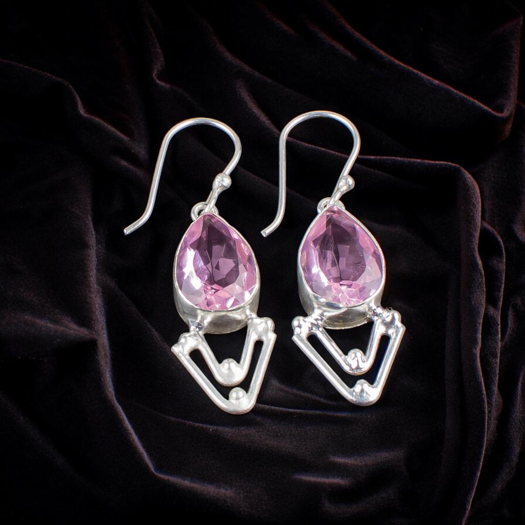 Morganite Gemstone 925 Sterling Silver Lovely Jewelry Earrings For Birthday Gift EE-39-11
