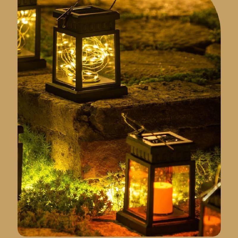 Waterproof Stainless Steel Solar Lantern With Flickering Candle Effect Led