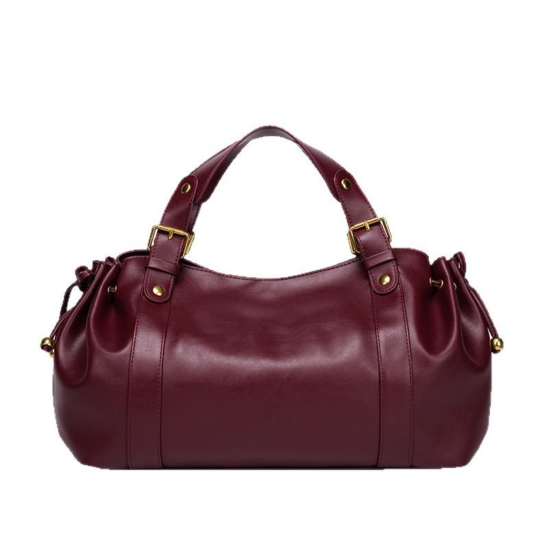 SSVIP Women s Retro Soft Leather Pleated Tote - Autumn/Winter Edition Brown