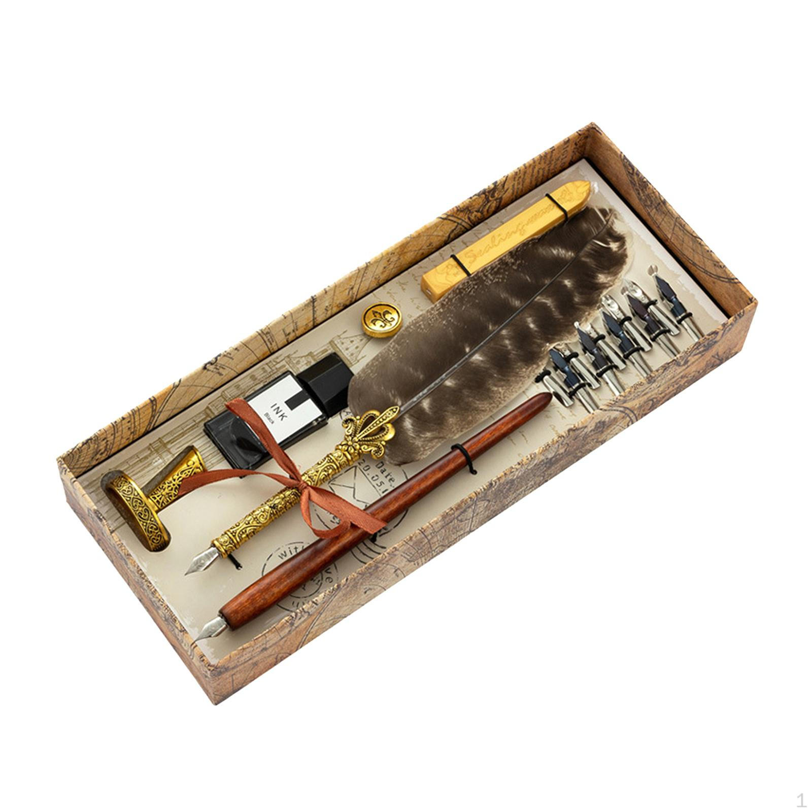 

Dip Feather Pen Set, Fountain Christmas Gifts Brown