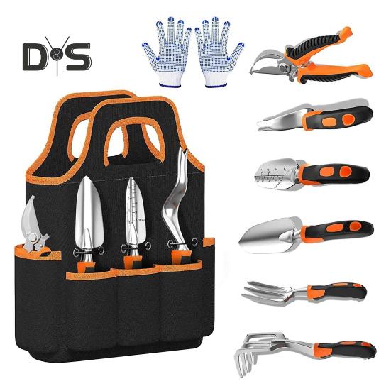 8 Pcs Gardening Tools Stainless Steel Hand Shovel Pruning Shears Garden Supplies with Storage Bag Gifts for Gardening Lovers