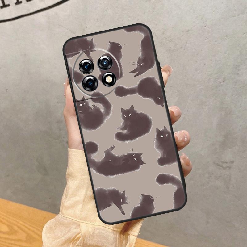 

Black Cats Ink Cute Pet Witch Art Case For OnePlus 15 R 13 13R 13T 12 11 10R 10T 8T 9 10 Pro Nord CE 5 4 2 3 Lite N20 N30 Cover OnePlus Nord 3