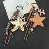 Keychain Pendant Matte-Glossy Finish Imitation Leather Five-Pointed Star Key Chain with Metal Heart Buckle