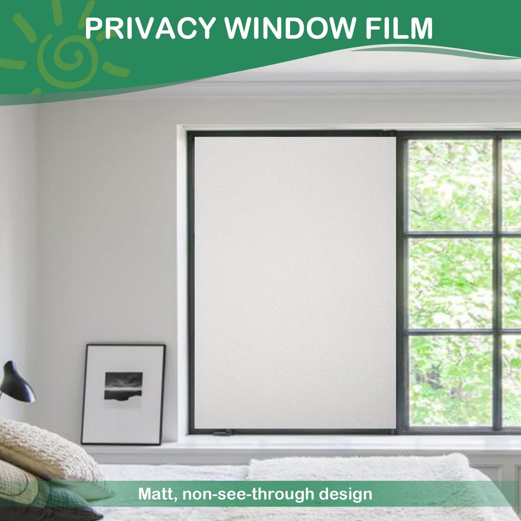 Matte Window Privacy Film Frosted Glass Heat Control UV Blocking Static Cling Opaque Self Adhesive Sticker for Home Office