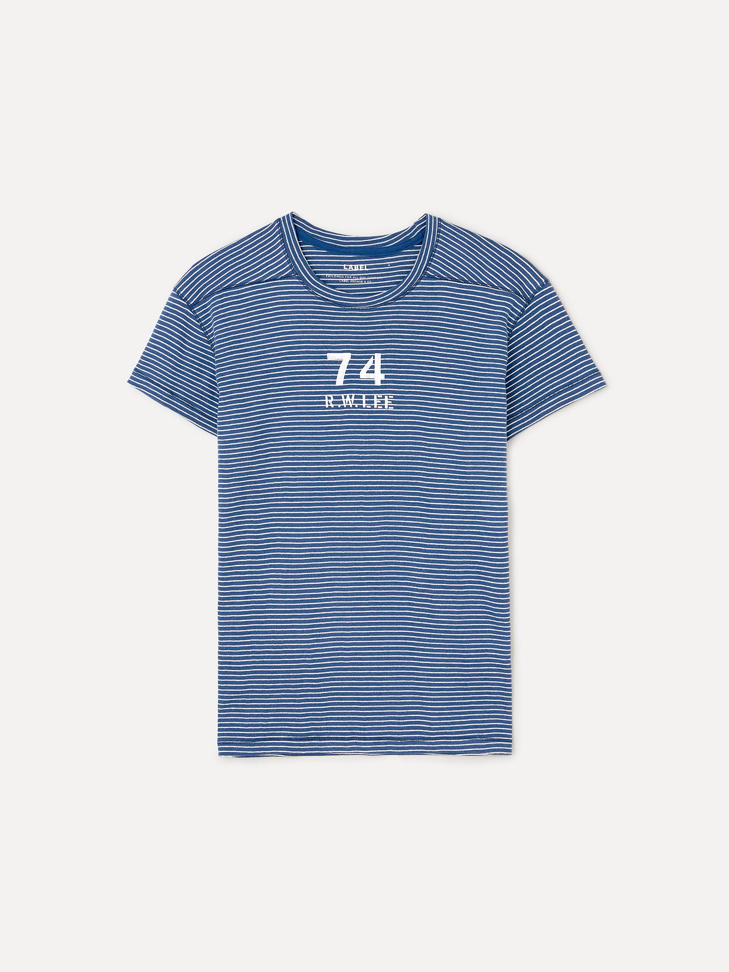 Label Archive Troy Worn Yoke T-Shirt Blue Stripe 1