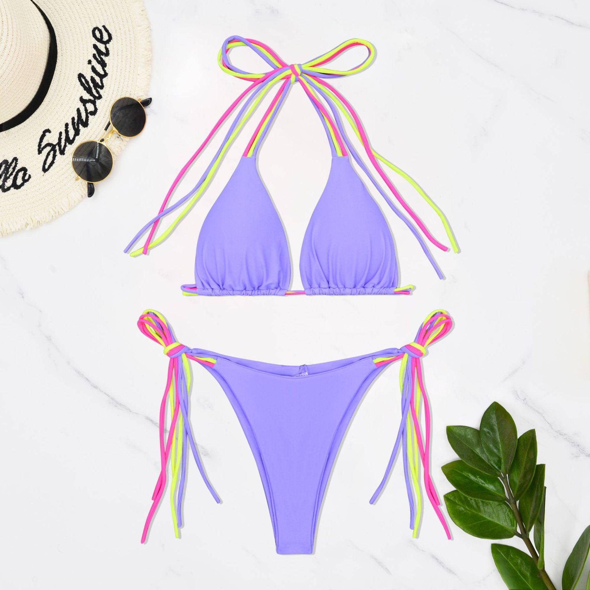 

New sexy bikini fashion neck split swimsuit XL фіолетовий
