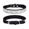 Rhinestones Dog Collar Cute Dazzling Sparkling Soft Suede- Leather Dog for Cat Rhinestones Collar Crystal-DiamondP