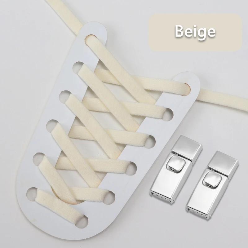 Nieuwe veters zonder strik, druksluiting, elastische veters voor sneakers, kinderen en volwassenen, verbrede platte veters voor schoenen