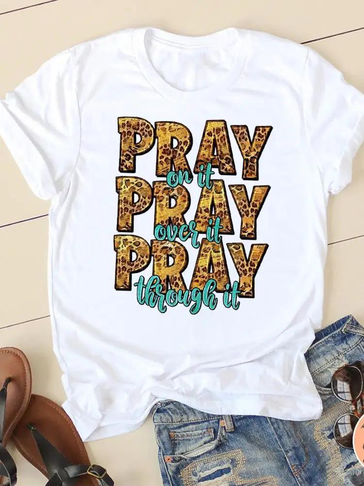 Clothing Casual FeUnisex Tshirts Ladies Graphic Letter Style Cute Sweet Sleeve Fashion Women Print Tees Faith Aesthetic Clothes