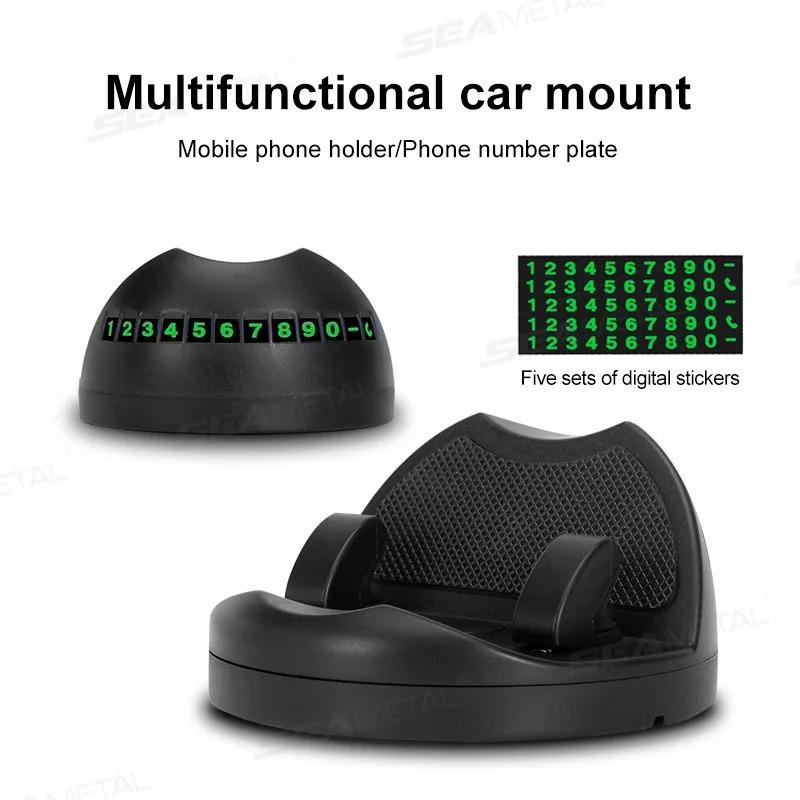 Rotatable Car Phone Holder Stand Desk Dashboard Sticking Smartphone Support GPS Navigation Car Mount With Parking Phone Number Plate