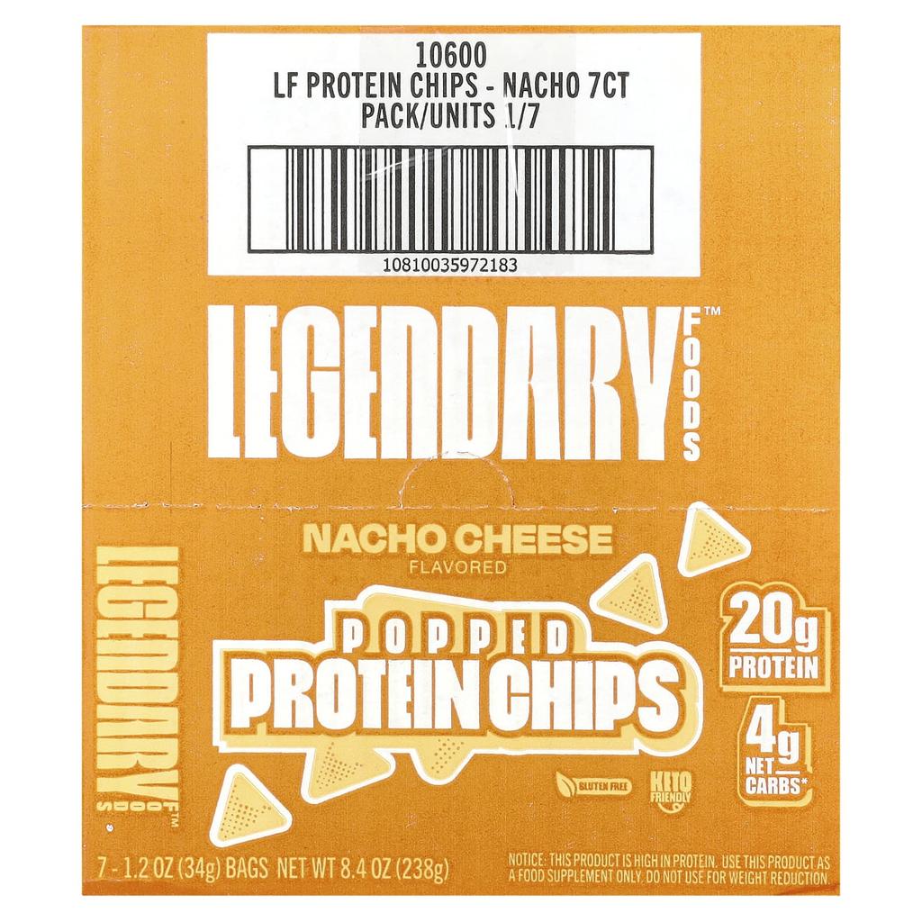 Fried Protein Chips, Nacho Cheese, 7 Bags, 34G (1.2Oz) Each