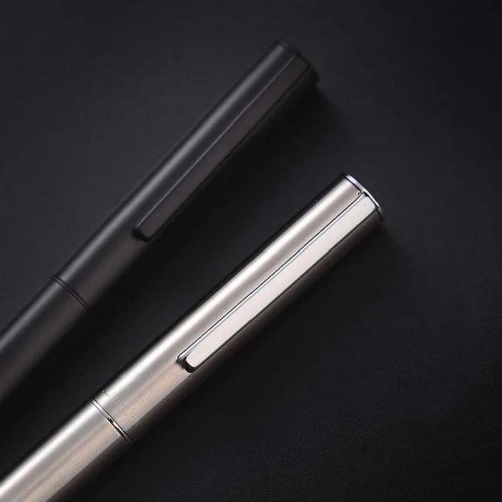 Black Silver Fountain Pen Stainless Steel Calligraphy Pens Student Use Extra Fine Pen  Stationery