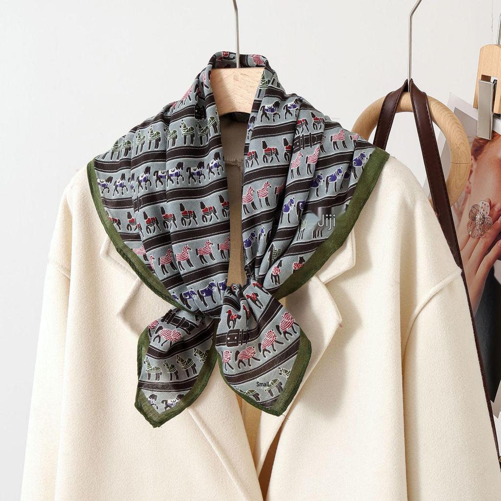 Paisley Patchwork Cotton & Linen Square Scarf for Women - Silk Neck Tie for Shirts, Suits & Waist - Spring/Summer Fashion Accessory