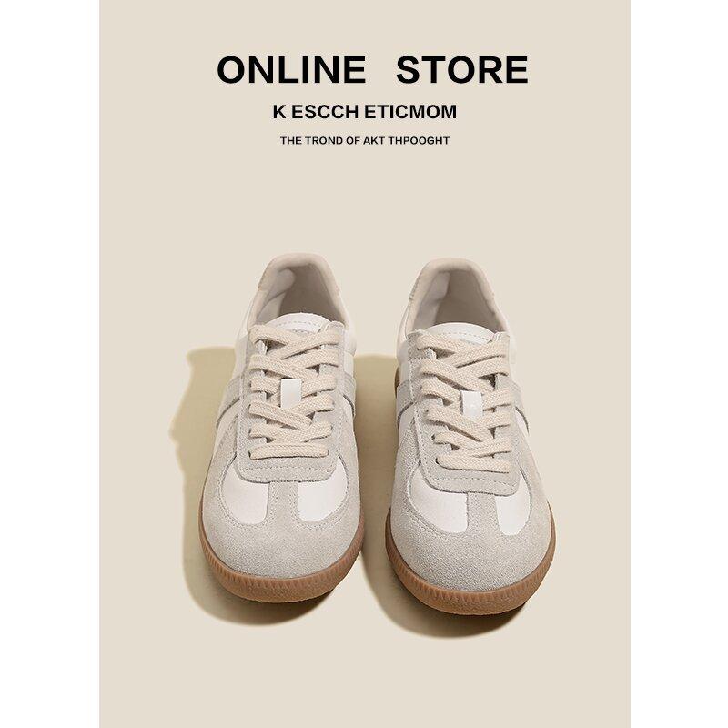 All-leather German training shoes women's 2025 new versatile flat-soled lace-up casual sports little white shoes Forrest Gump board shoes