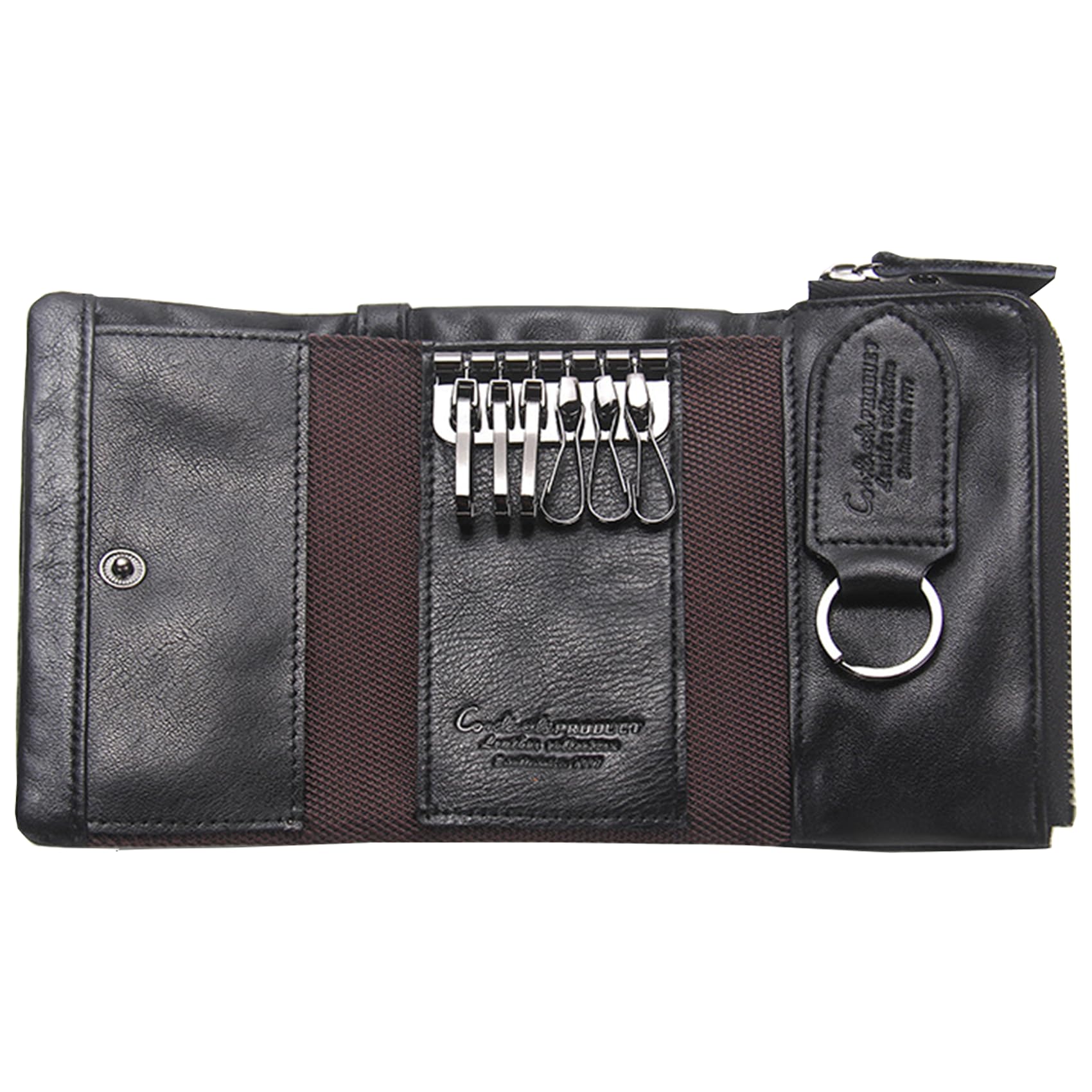 

[WisdomWolf] Key Case Genuine Leather Men s Women s Card Key Case 6 Coin Purses with Card Slot Compatible with Smart Keys Large Capacity Gift