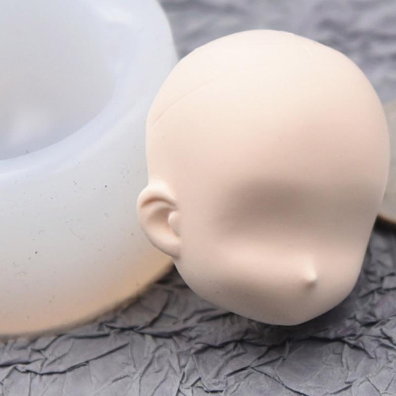 2Pcs Silicone Face Mould For Clay Doll Head Sugar Crafting Reusable Baking Sculpture Tool