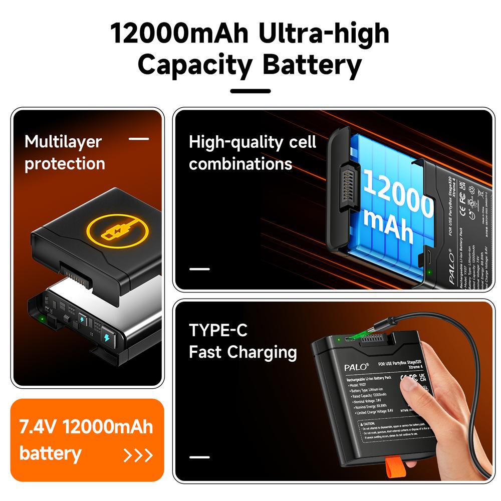 Für JBL Xtreme 4 JBL Lautsprecherakku 12000mAh Akku mit TYPE-C Eingang Für JBL Xtreme 4 JBL Party Box Stage 320 Ersatzakku