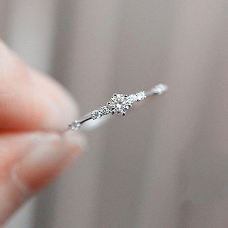Premium Quality Women Simple Elegant Mini Crystal Eternity Engagement Ring