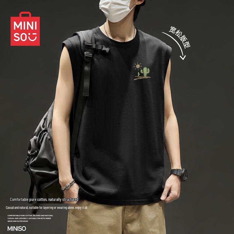 MINISO Men's American Retro Cotton Sleeveless T-Shirt