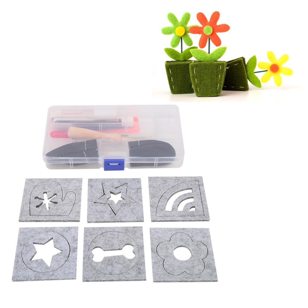DIY ruční sada nástrojů na plstění vlny, řemeslo plstění jehlou, se 6 formami, nůžkami, šídlem, sada nástrojů
