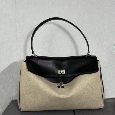 Nizi-Stoff mit Rindsleder-Handtasche 24 Herbst und Winter Neu Lässiger Stil Große Kapazität Pendlertasche Vielseitig Strukturierte Unterarmtasche