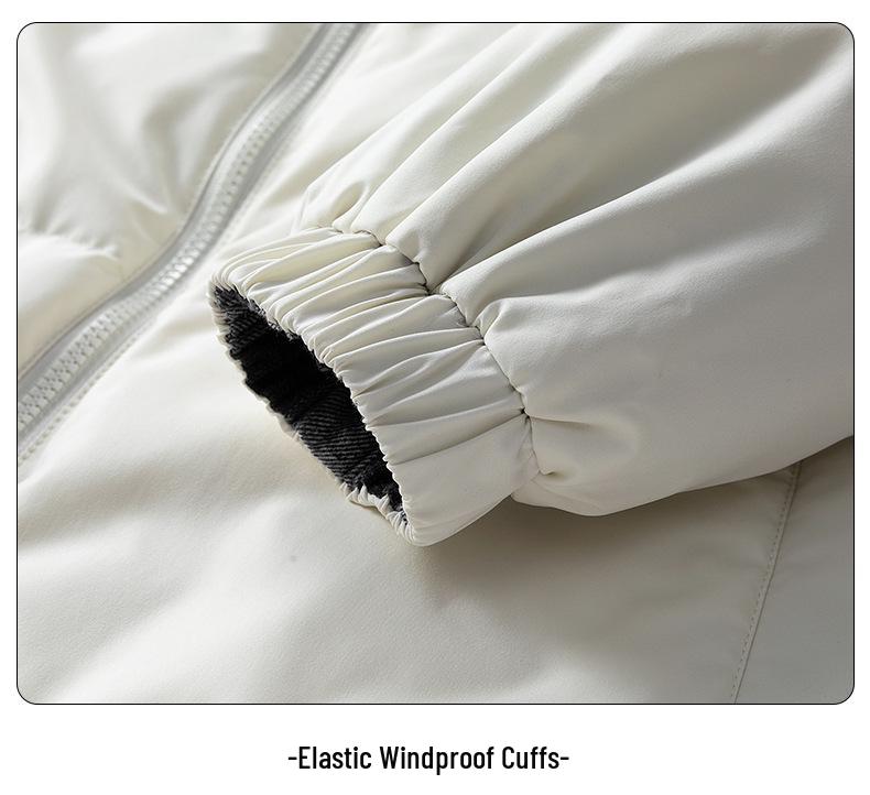 Double-Sided Men's White Duck Down Puffer Jacket: Thick, Warm, Winter Outerwear for Couples