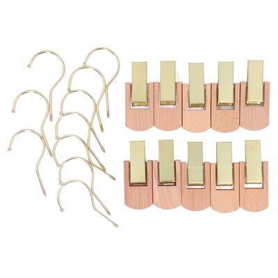 10cm Hanging Clips Metal Hook with Wood Clip 360 Degree Rotating Clothing Hooks for Closet Office