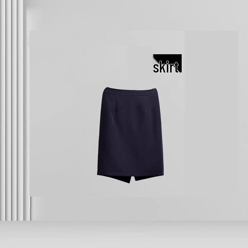 Women s High-End Spring/Summer Navy Blue Work Skirt