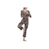 Adidas Tie-Dye Logo Print Cropped Long Sleeve T-Shirt Women Tops Brown HN9499
