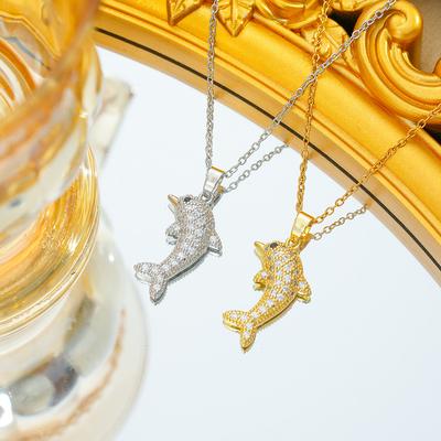 Full Diamond Dolphin New Fashion Necklace Versatile High-end Jewelry