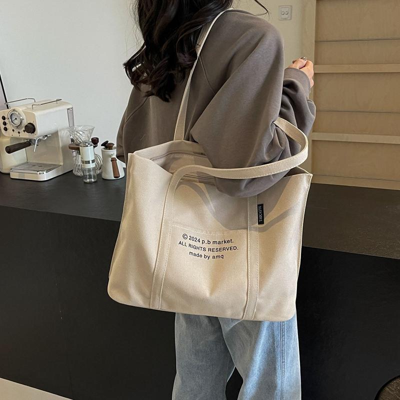 2025 Women's Large Capacity Canvas Tote: Versatile Summer Shoulder Bag for College Commute