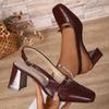 Summer new Baotou back empty high-heeled sandals versatile fashion thick heel large size party women's high heels